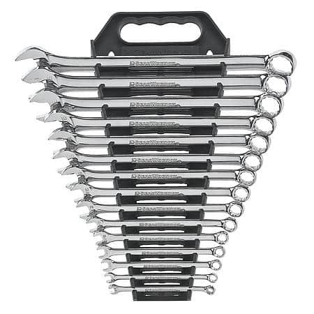 15 Piece 12 Point Long Pattern Combination Sae Wrench Set