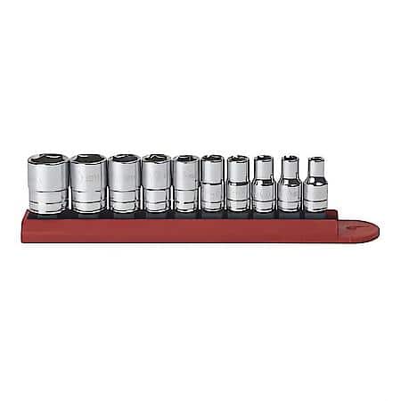 10 Piece 1/4" Drive 6 Point Standard Sae Socket Set