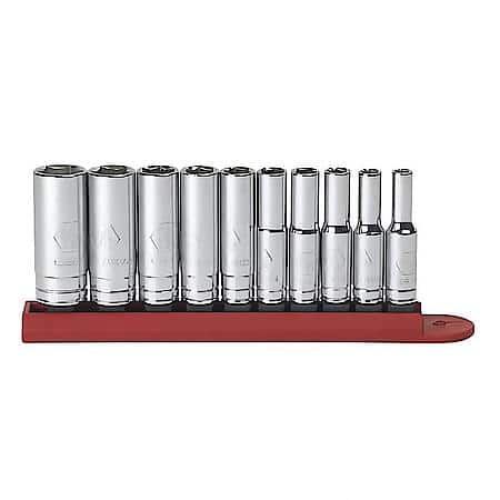 10 Piece 1/4" Drive 6 Point Deep Sae Socket Set