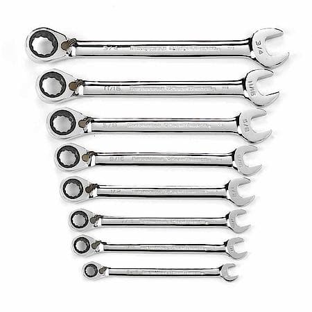 8 Piece 72-Tooth 12 Point Reversible Ratcheting Combination Sae Wrench Set