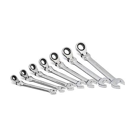 7 Piece 72-Tooth 12 Point Flex Head Ratcheting Combination Sae Wrench Set