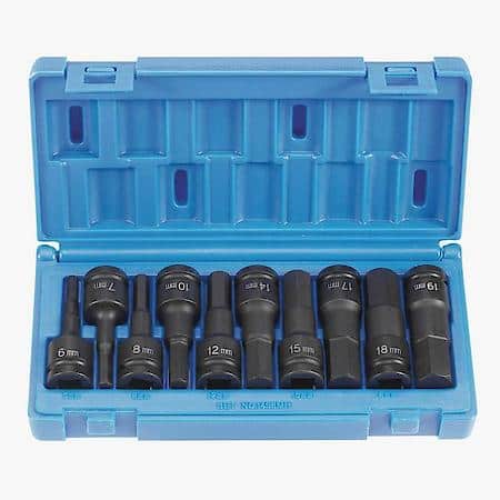 10 Pc 1/2 Drive Metric Hex Driver Set