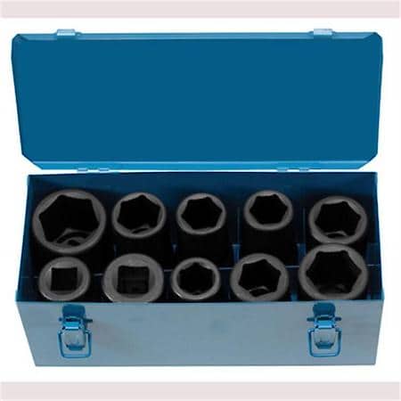 10 Piece 1" Drive 4 and 6 Point Heavy Duty Wheel Service Impact Socket Set