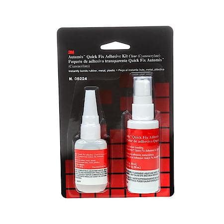 3M Quick Fix Adhesive Kit, 08224, 0.7 oz adhesive/2.0 oz accelerator, 6 pr cs