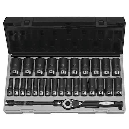 1/2 Dr. 29Pc Metric Deep Duo-Socket Set,  6 Pt.