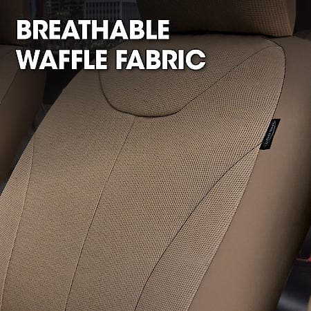 AutoCraft Seat Cover: Tan, Waffle, Low Back, Breathable, Universal, 2 Pack