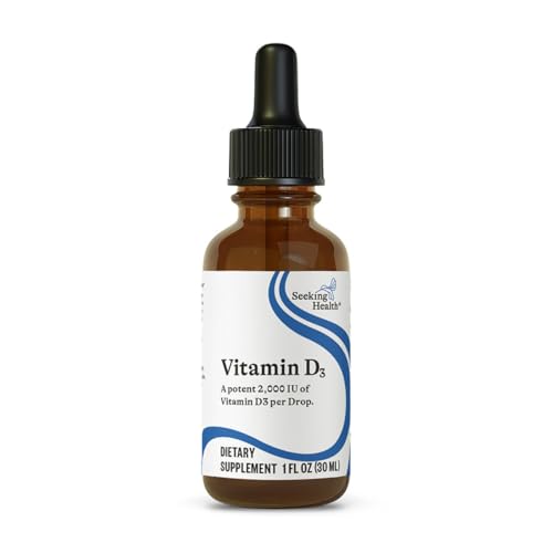 Seeking Health Vitamin D Drops, 2000 IU Liquid Vitamin D3 (as cholecalciferol) per Drop in Pure Olive Oil, Potent Immune System Supplement, for Adults and Kids, Vegetarian (900 Servings)