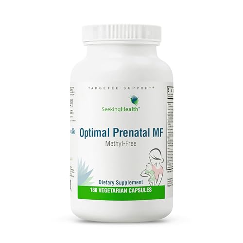 Seeking Health Optimal Prenatal Methyl-Free, Non-Methylated Folate and B12, Pregnancy Support, B6 and Ginger for Digestive Comfort, Supports Healthy Fetal Development, Vegetarian (180 Capsules)