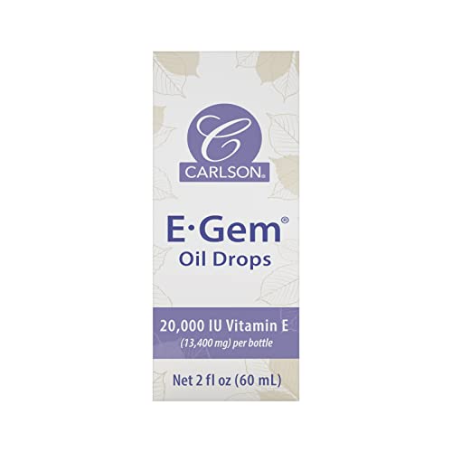 Carlson - E-Gem Oil Drops, 20000 IU Vitamin E, All-Natural, Moisturizes & Nourishes Skin, 2 fl oz