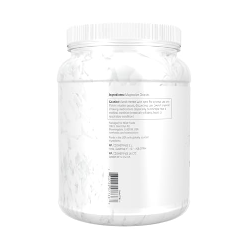 NOW Foods Solutions, Magnesium Flakes, 100% Pure, from the Ancient Zechstein Seabed, Highly Concentrated, 54-Ounce
