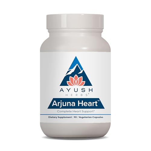 Ayush Herbs Arjuna Heart - Complete Heart-Support Supplement, Natural Arjuna, Magnesium & CoQ10 Formula for Women & Men - 90 Vegetarian Caplets (1 Count)