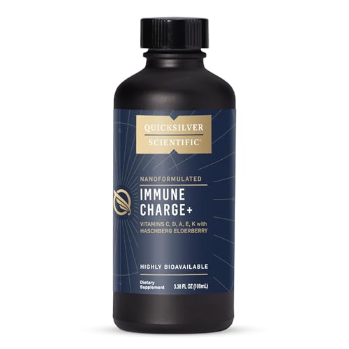 Quicksilver Scientific Immune Charge+ - Elderberry with 10,000 IU Vitamin D3, 25,000 Vitamin A, C, E, K1 & K2 for Immune Health & Lung Support (100ml)