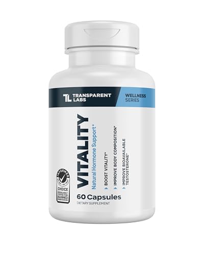 Transparent Labs Vitality Testosterone Booster - Testosterone Supplement for Men with Ashwagandha KSM-66, PrimaVie Shilajit Extract, & DIM to Support Vitality, & Bioavailable Testosterone - 60 Count