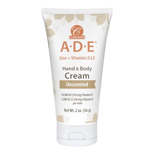 Carlson - ADE Hand and Body Cream, Avocado Oil, 20000 IU Vitamin D, 10000 IU Vitamin E, Unscented, 4 oz
