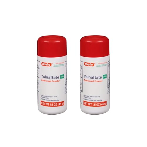 Rugby Tolnaftate Antifungal Powder 1% - Helps Cure and Prevent Most Athlete's Foot - Itching and Burning Relief - 1.5 Oz. (2 Pack)