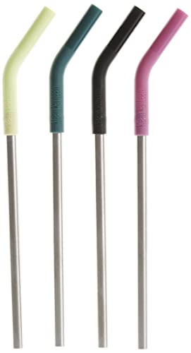 Klean Kanteen Straw 4-pack, Stainless Steel with Safe, Removable Silicone Tips - 8mm Diameter - Multi-Color, One Size (1005789)