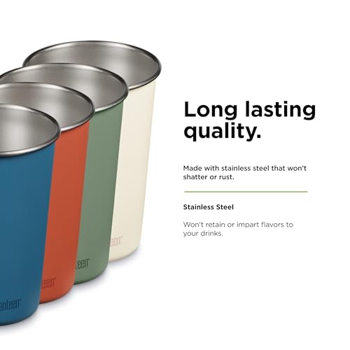 Klean Kanteen 16 oz Stainless Steel Cup - Drinkware Set - Stackable, Reusable Cup - Great as Camping Cups - Partake, Pack of 4