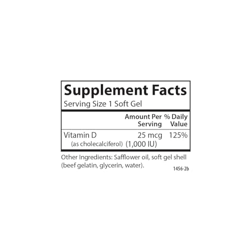 Carlson - Vitamin D3, 1000 IU (25 mcg), Bone Health, Muscle Health, Cholecalciferol, Vitamin D Supplements, Vitamin D3 Soft Gels, 360 Softgels