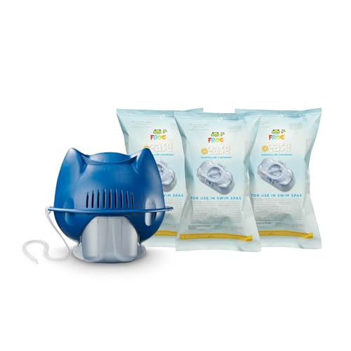 FROG @Ease Sanitizing System for Swim Spas, The Only Complete Swim Spa Sanitizer + 3 SmartChlor Replacement Cartridges for Swim Spas