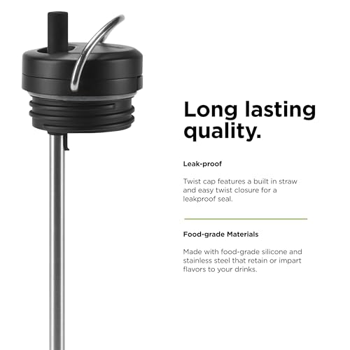 Klean Kanteen TKWide Twist Cap with Straw Kit - Reusable Straw Lid - Premium Water Bottle Accessories - Leak Proof & Dishwasher Safe - Black
