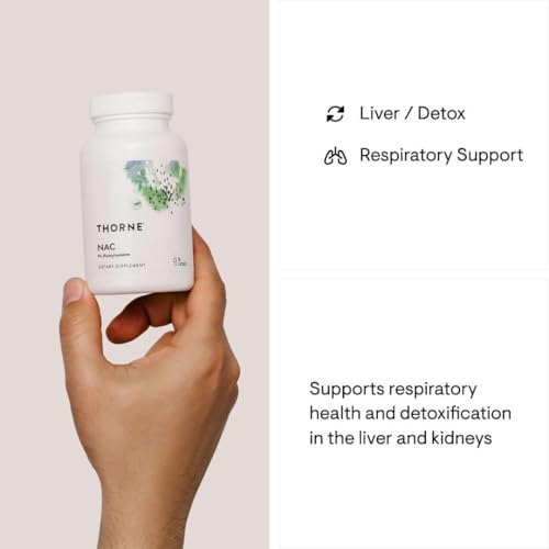 THORNE - NAC - N-Acetylcysteine - 500mg - Supports Respiratory Health and Immune Function*; Promotes Liver and Kidney Detox - 90 Capsules