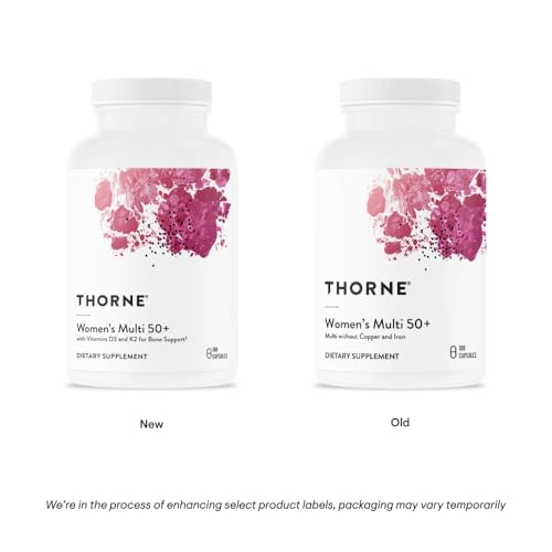 THORNE - Women's Multi 50+ - Comprehensive Daily Multivitamin with Vitamins A, B6, B12, C, D, E, K, Zinc & More - Support Heart, Brain, Bone & Immune Health* - 180 Capsules