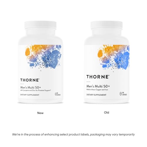 THORNE - Men's Multi 50+ - Comprehensive Daily Multivitamin with Vitamins A, B6, B12, C, D, E, Zinc & More - Support Heart, Brain, Prostate, Muscle & Immune Health* - 180 Capsules