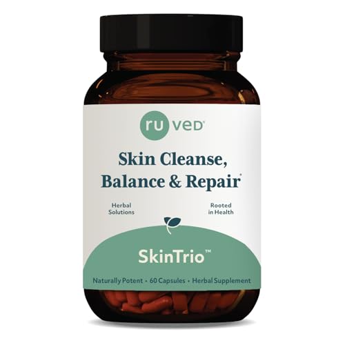 ruved SkinTrio - Neem Pills, Neem Supplement, Neem Capsules with Organic Neem Extract & Amla for Acne, Clear Skin Supplement - 60 Vegetarian Capsules (1 Count)