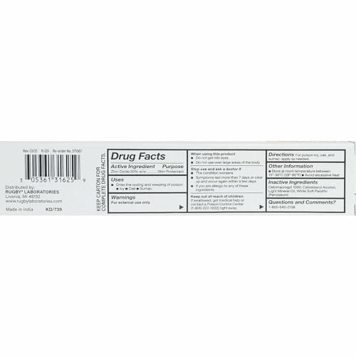 Rugby Zinc Oxide Ointment 20% Skin Protectant - 1.05 Oz