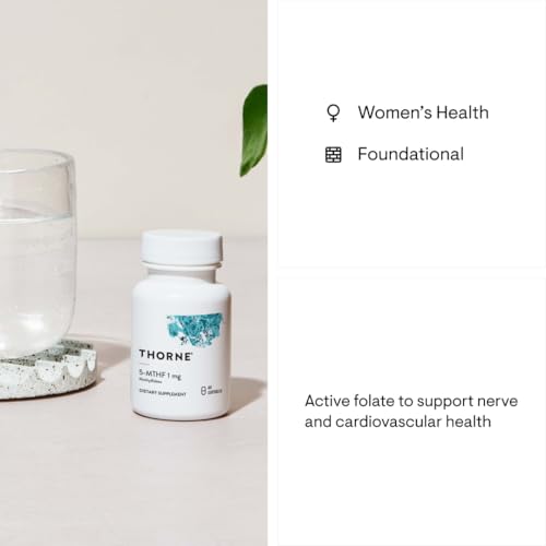 THORNE 5-MTHF - Methylfolate (Active B9 Folate) Supplement - Supports Cardiovascular Health, Fetal Development, Nerve Health, Methylation, and Homocysteine Levels - 60 Capsules - 5-MTHF 1mg