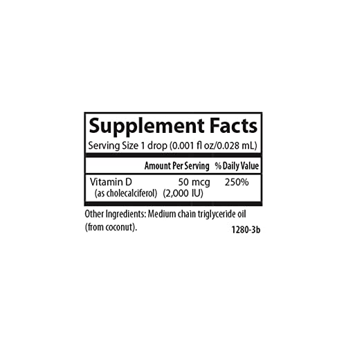 Carlson - Super Daily D3, Vitamin D Drops, 2,000 IU per Drop, 1-Year Supply, Vitamin D3 Liquid, Heart & Immune Health, Vegetarian, Liquid Vitamin D Drops, Unflavored, 365 Drops