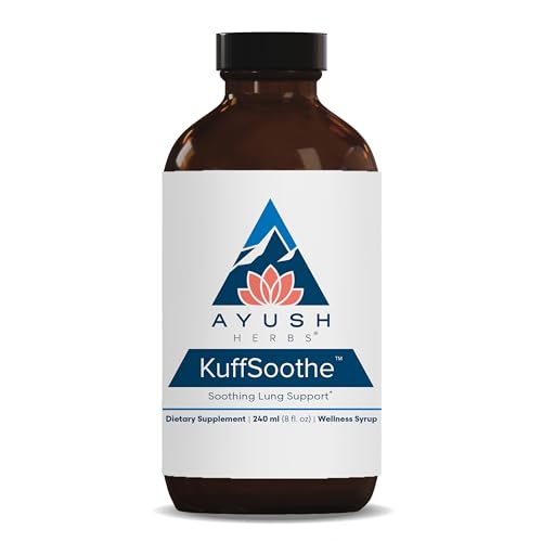Ayush Herbs KuffSoothe - Bronchial Wellness Syrup, Bronchial Support Supplement, Natural Cough Syrup to Sooth Sore Throat, Sinus & Immune Health Formula with Ginger & Honey - 8 Fl Oz (1 Count)