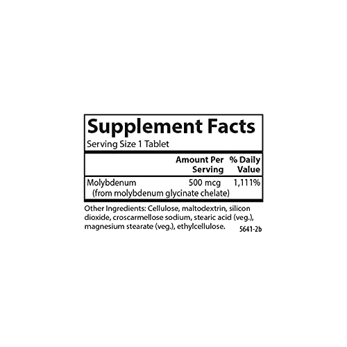 Carlson - Moly-B, Chelated Molybdenum, Metabolism Support, Enzyme Activation, 100 Vegetarian Tablets