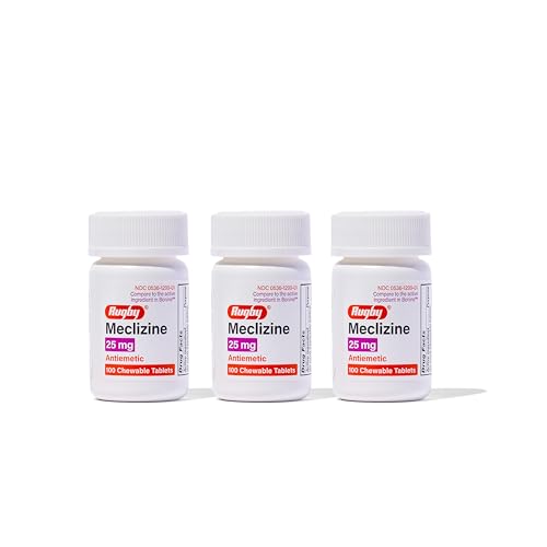 Rugby Meclizine Chewable Tablets 25mg - Anti-Nausea Medicine Helps with Motion Sickness - 100 Count (3 Pack)