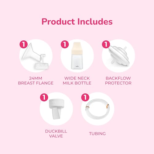 Spectra - Premium Breast Milk Pump Accessory Kit with Baby Bottles - Medium 24mm - Breast Pump Accessories