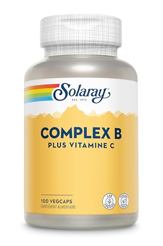 SOLARAY Vitamin B Complex, Healthy Energy Supplement, Red Blood Cell Formation, Nerve & Immune Support, Super B Complex Vitamins with Folic Acid, Vitamin B12, Vitamin B6 & More, Vegan, 100 VegCaps