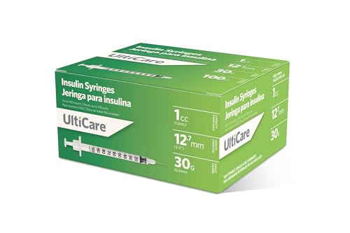 UltiCare U-100 Insulin Syringes, Comfortable and Accurate Dosing of Insulin, Compatible with Any U-100 Strength Insulin, Size: 1cc, 30G x 12.7mm, 100 ct Box