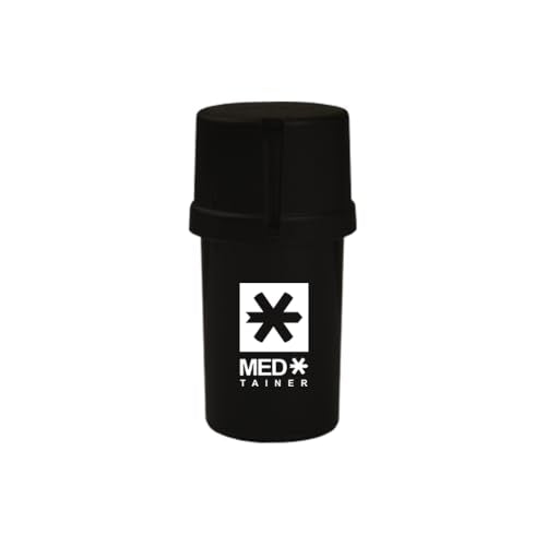Air Tight, Water Tight, Smell Proof Medical Grade Container with Built-in Grinder - Available in 20 Dram & 40 Dram Sizes (Black)