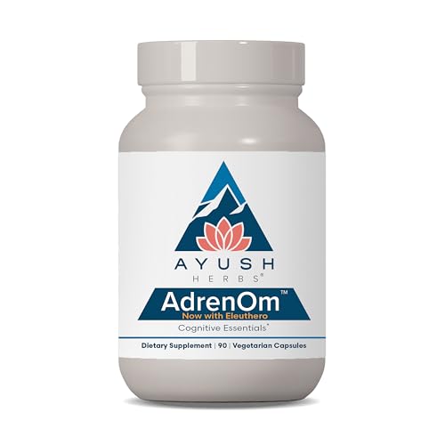 Ayush Herbs AdrenOm - Ayurvedic Adrenal and Stress-Support Supplement for Women & Men, Ashwagandha & Eleuthero to Support Adrenal Balance, Cognitive Function & Calm - 90 Vegetarian Capsules (1 Count)