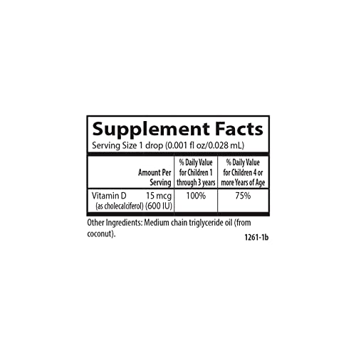 Carlson - Kid's Super Daily D3, Kids Vitamin D Drops, 600 IU (15 mcg) per Drop, Vegetarian, Liquid Vitamin D Drops for Kids, Unflavored, 90 Drops (2.54 mL)
