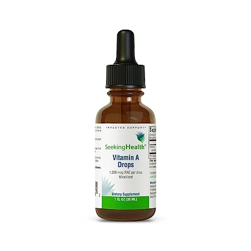 Seeking Health vitamin A Drops - Eye & Skin Health Supplement with Retinyl Palmitate - Liquid Vitamin Support with Antioxidant Support - Soy-Free & Gluten-Free - 1 fl oz, 1500mcg (600 Servings)