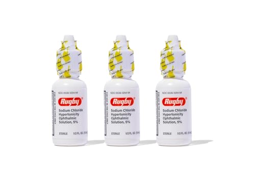 Rugby Sodium Chloride Hypertonicity Ophthalmic Eye Solution 5% - Sodium Chloride Eye Drops for Temporary Corneal Edema Symptom Support - Alcohol-Free - 0.5 Fl. Oz.
