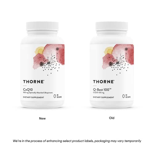 THORNE - CoQ10 (Formerly Q-Best 100) - 100mg Optimally Absorbed Ubiquinone - Gluten-Free Dietary Supplement Support for Heart Health & Brain Function* - 60 Gelcaps