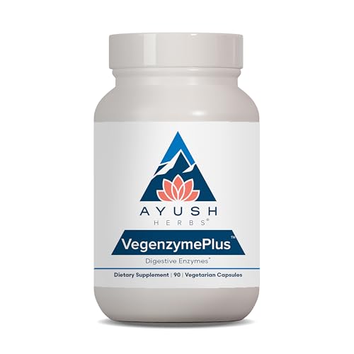 Ayush Herbs VegenzymePlus - Digestive Enzymes for Women & Men, Enzymes for Digestion with Bromelain, Lipase, Lactase, Protease, 100% Vegetarian Gut Health Supplement - 60 Capsules (1 Count)