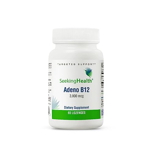 Seeking Health Adeno B12, 3000 mcg Adenosylcobalamin, Methyl-Free Vitamin B12 to Support Energy and Mood, Methylation Support, Naturally Sweetened, Vegan and Vegetarian (60 lozenges)*
