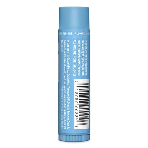 Dr. Bronners Organic Lip Balm 6-Pack (.15oz) Natural, Moisturizing, Petroleum-Free Lip Moisturizer with Beeswax & Avocado Oil for Dry Lips, Men & Women - Unscented