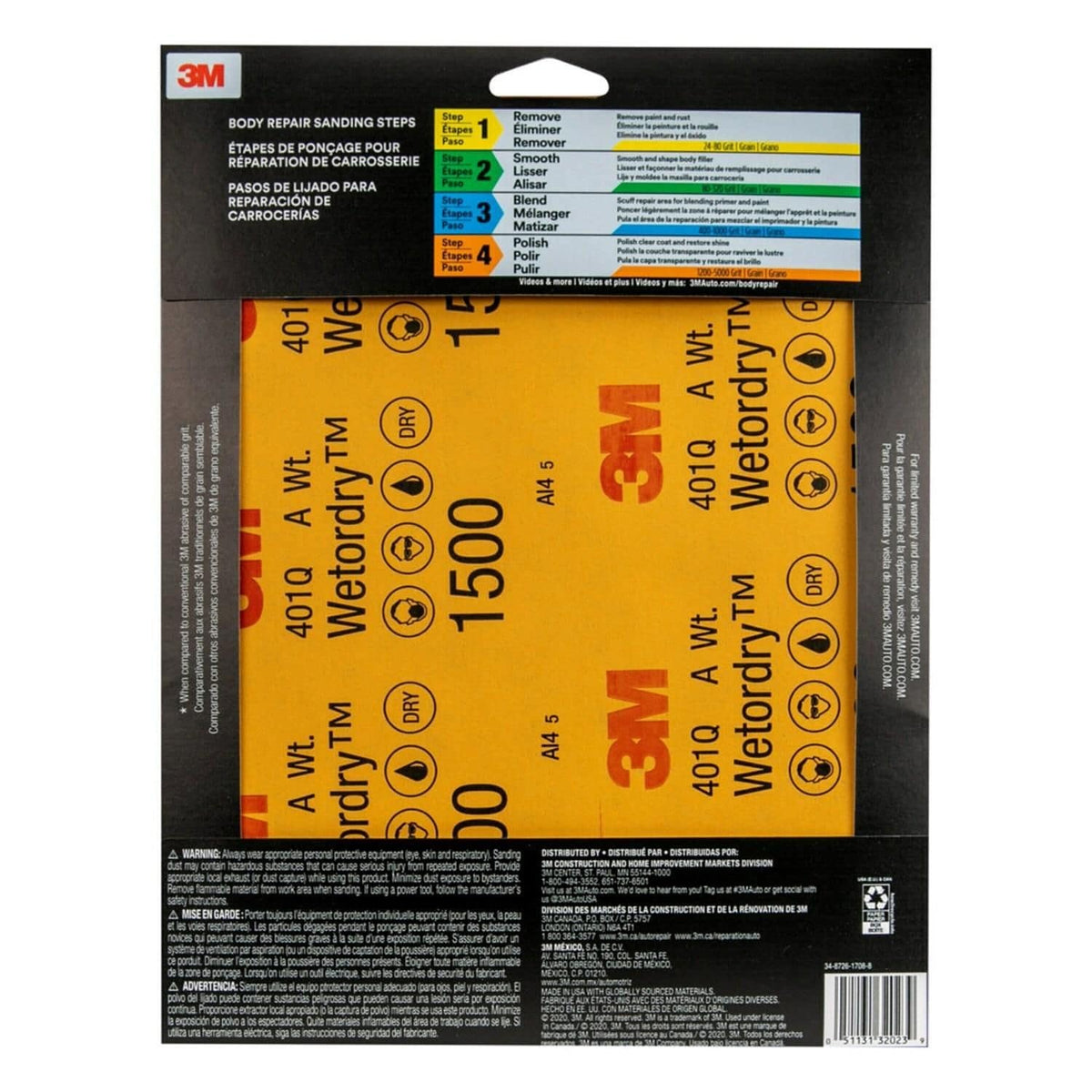 3M Wetordry Sandpaper, 1500 Grit, 9 in x 11 in, 5 Sheets | 32023 (5/5)