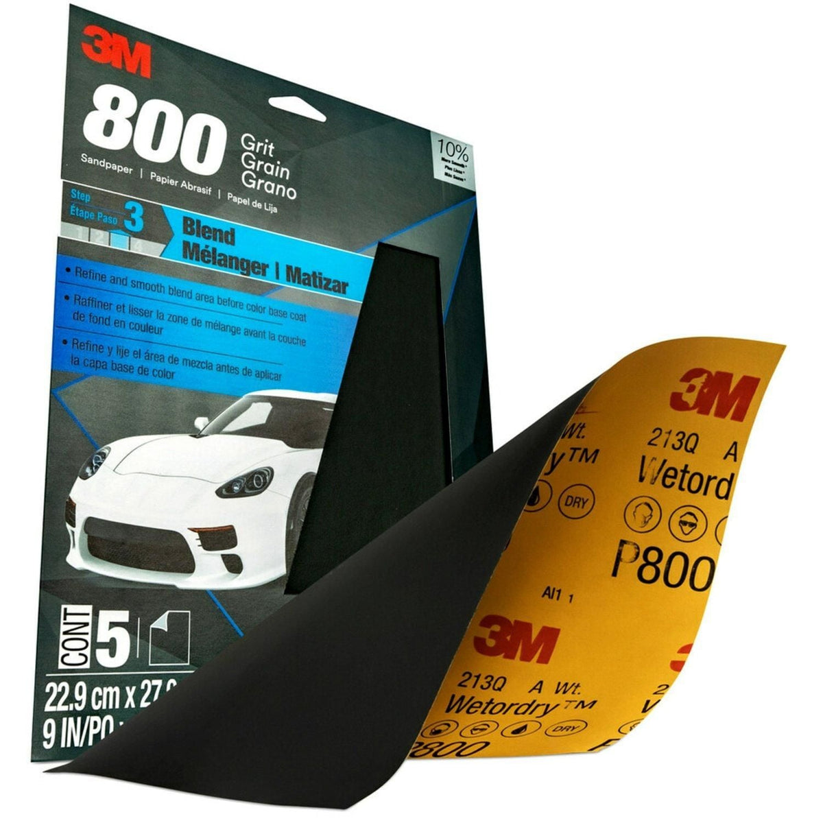 3M Wetordry Sandpaper, 800 Grit, 9 in x 11 in, 5 Sheets | 32035 (1/5)