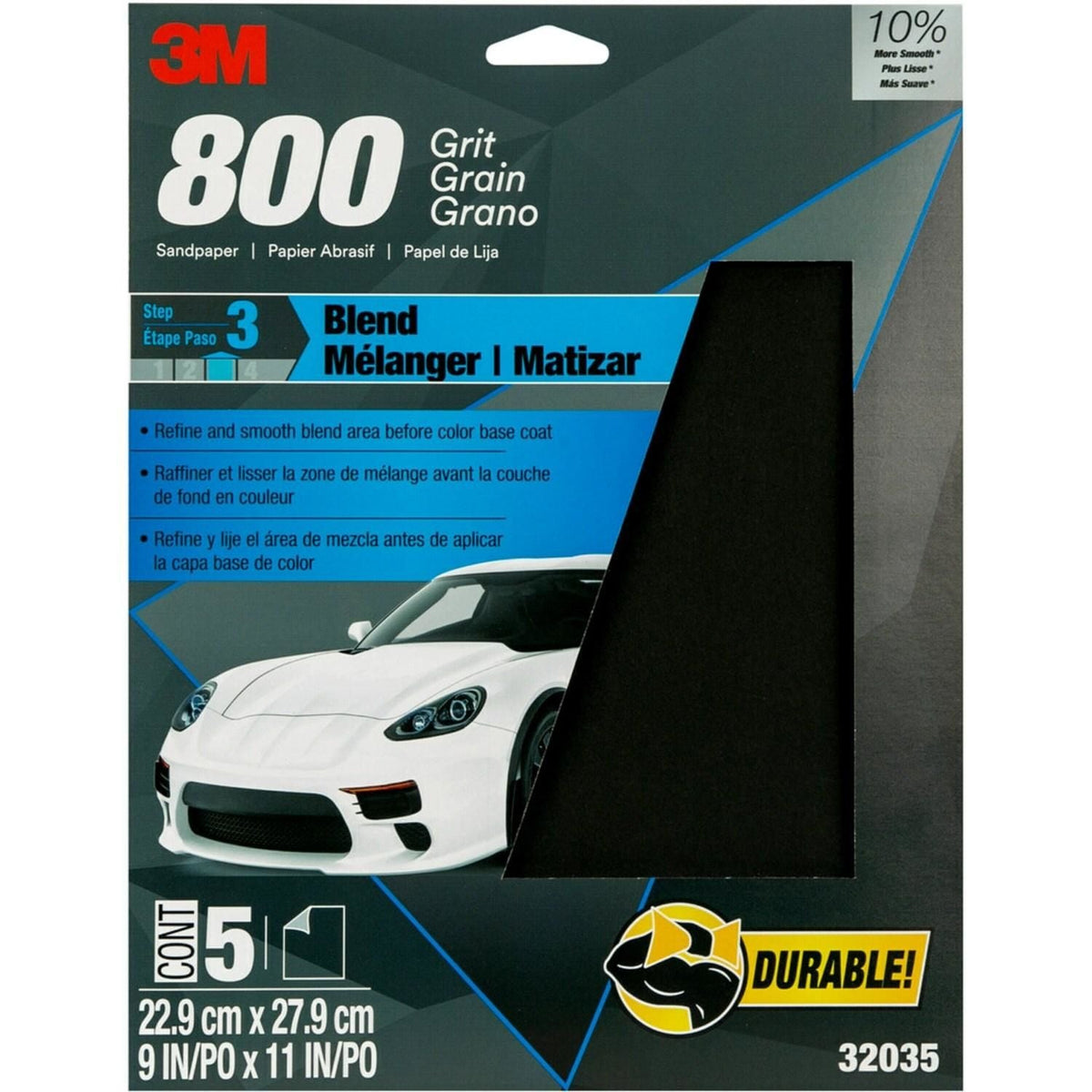 3M Wetordry Sandpaper, 800 Grit, 9 in x 11 in, 5 Sheets | 32035 (2/5)