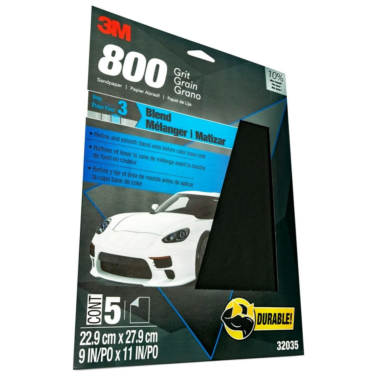 3M Wetordry Sandpaper, 800 Grit, 9 in x 11 in, 5 Sheets | 32035 (3/5)